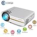 COOQI Projector, Mini LED Portable Pocket Projector Support 1080P with Audio, AV, HDMI, SD Card Slot, USB, VGA for Home Theater Video Projector White