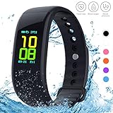 Yeartown Fitness Tracker, Activity Tracker OLED Color Screen Watch Smart Wristband with Heart Rate Test, IP67 Waterproof Sports Bracelet with Pedometer, Steps, Mileage Trails, Calorie Monitoring etc