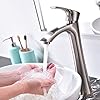 KINGO HOME Contemporary Single Handle Tall Vessel Sink Brushed Nickel Vanity Bathroom Faucet, Basin Mixer Tap