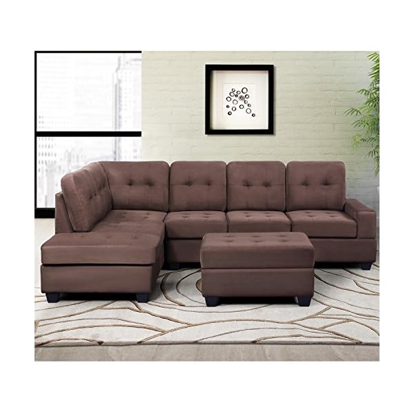 Merax Sectional Sofa with Chaise and Ottoman 3Piece Sofa for Living