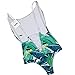 Qpladlse Swimwear Womens Lace-up Bathing Suits Floral One Piece Swimsuit Green Leaf XL