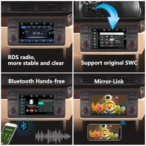 LXKLSZ Car Radio for BMW E46 3 Series 1999-2004 Compatible with Wireless Carplay/Android Auto with Touch Screen IPS/Bluetooth/Mirror Link/FM/AM/USB