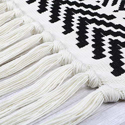 LOMOHOO Macrame Woven Wall Hanging Tapestry Boho Chic Wall Decor Geometric Art Bohemian Decoration for Apartment Home Dorm Room Backdrop (Black Geometric)