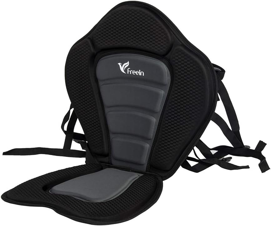 Freein Adjustable Padded Kayak Seat with Backrest, Detachable Paddle Board Seat, Professional Universal Comfort Sit on Top Full Kayak/Canoe Seat REUSABLE