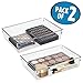 mDesign Plastic Makeup Drawer Organizer for Bathroom Vanities, Countertops - Storage Bin for Makeup Brushes, Eyeshadow Palettes, Lipstick, Lip Gloss, Blush, Concealers - 12 x 9 x 3 - 2 Pack - Clear