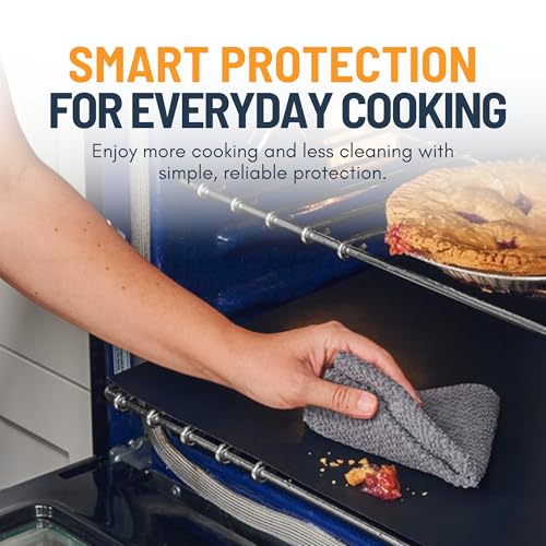 Oven Liners for Bottom of Oven - 2 Pack Large Heavy Duty Mats, 17”x25” Non-Stick Reusable Liner for Electric, Gas, Toaster Ovens, Grills - BPA & PFOA Free Kitchen Accessory to Keep Oven Clean (Black)