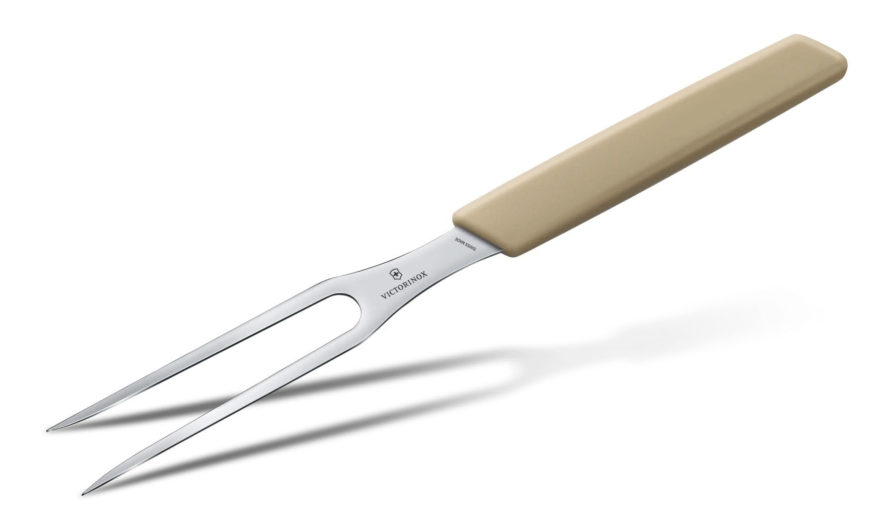 Victorinox Swiss Modern, Carving Fork, Extra Sharp Blade, 15 cm, Robust Plastic Handle, Stainless Steel, Almond Beige