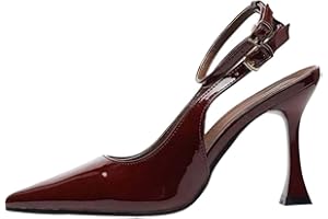 Kitten Heels for Women Slingback Closed Toe Ankle Strap High Heels Pointed Toe Pumps Comfortable Sexy Stiletto Buckle Strappy
