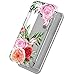 LUOLNH Slim Shockproof Clear Floral Pattern Soft Flexible TPU Back Cover Case Compatible with iPhone 5 5s SE-China Rose