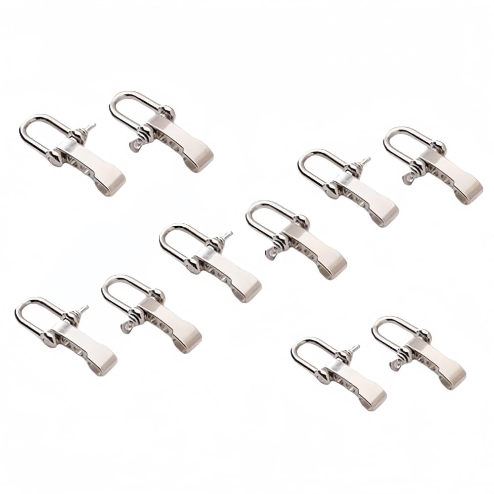 10 sets of alloy Paracord buckle, adjustable D buckles Paracord bracelet buckle survival D shape (Silver)