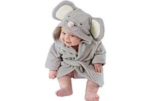 Baby Girls Boys 𝐂artoon Animal Bath𝐫obes Toddler Plush Soft Fleece Hooded 𝐑obes 𝐒leepwear 𝐏ajamas for Kids