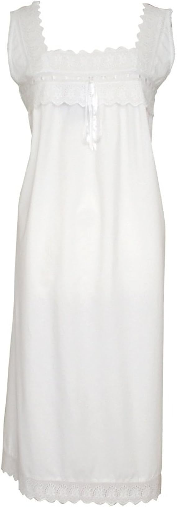 The Irish Linen Store Womens Verity Sleeveless Cotton Nightgown White