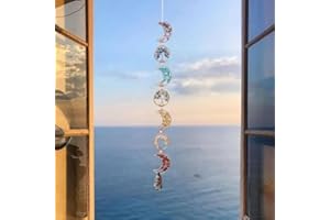 HMX MALL Dream Catchers Craft Ornament with Crystal Agate Color Natural Gem Agate Moon Wall Hangings Room Garden Xmas Wedding Decor (Li Wo Qian Xiao)