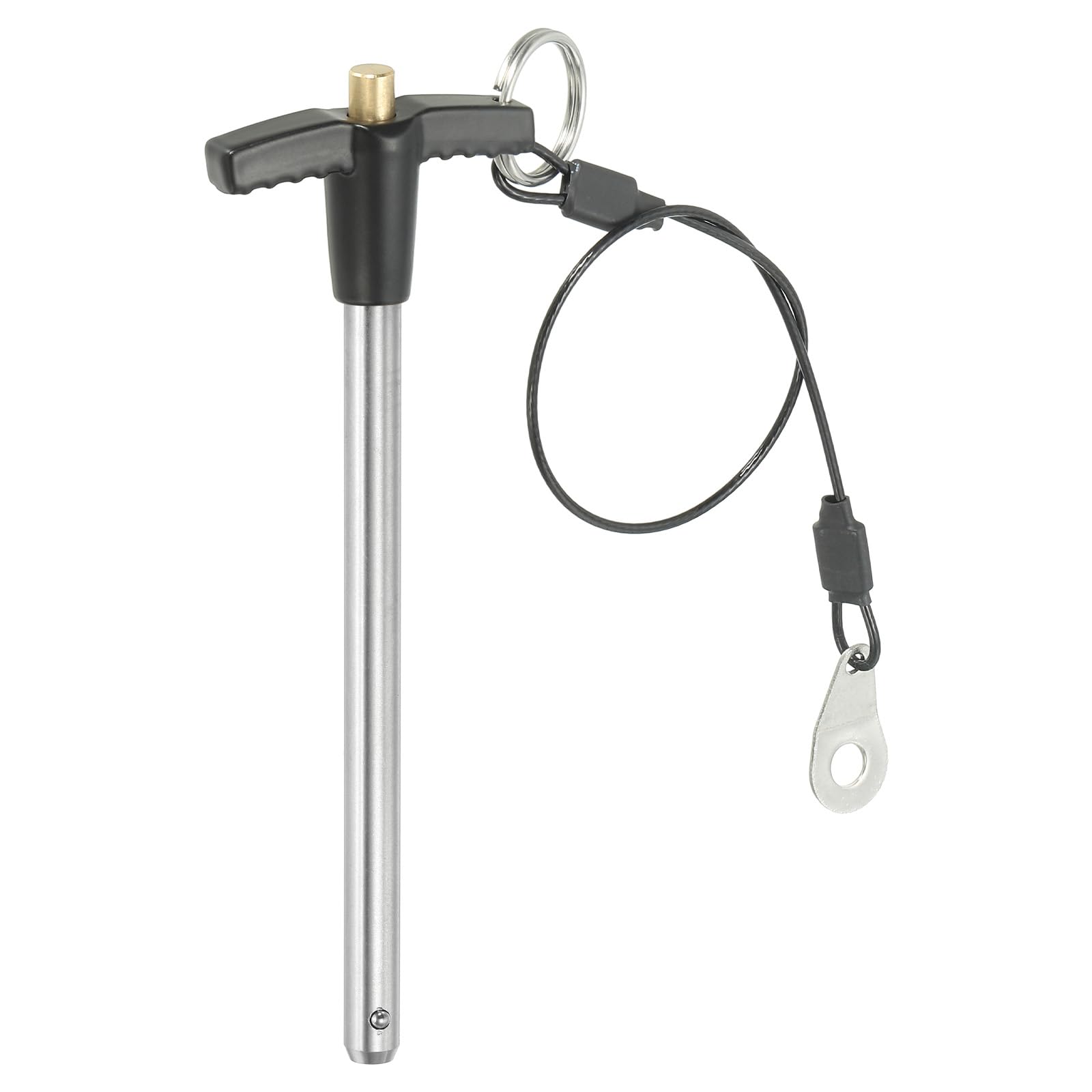 PATIKIL T Handle Lock Pins 5/16 x 3.94" (8 x 100mm), Quick Release Pin 304 Stainless Steel Safety Locating Pins with Push Button 25 cm Lanyard Cable