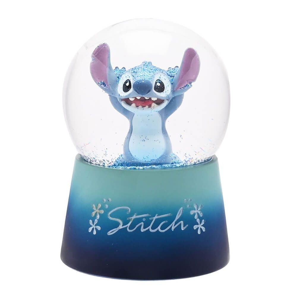Widdop Disney Lilo & Stitch Snow Globe – 12cm Hand-Painted Waterball with Glitter Dome & Resin Base – Official Collectible Ornament Gift in Branded Box