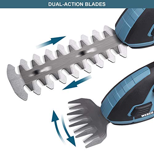 WESCO Cordless Hedge Trimmer 7.2V Grass Shears, 2in1 Handheld Shrub