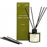 Craft & Kin Reed Diffuser Set Oakwood, Mahogany & Vetiver, Reed Diffusers for Home, Fragrance Diffuser Sticks, Oil Diffuser Sticks, Oil Diffuser with Sticks, Reed Diffuser for Men