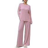 Zevi Womens 2 Piece Outfits Casual Loose Long Sleeve Pullover Tops & Wide Leg Pants Soft Basic Lounge Sets Tracksuit