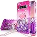 Galaxy S10 Plus Case Ring Liquid Glitter Kickstand Shock Proof Phone Case Waterfall Quicksand Bling Cute Protective Girls Women Cover Compatible for Samsung Galaxy S10 Plus/S10+ Cases, Hot Pink/Purple