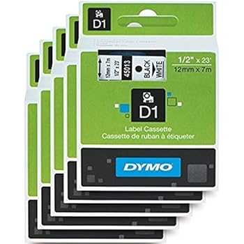 DYMO Standard D1 Labeling Tape for Labe lManager Label Makers, Black Print on White Tape, 1/2