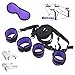 Bed Restraints Kit Under Bed Bondage Eye Mask Blindfolds Soft Wrist and Ankle Handcuffs with Restraint Straps Rope for Couples Sex（Purple）