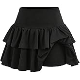 SOLY HUX Girl's High Waisted Ruffle Short Tennis Skirts Skort Skater Golf Skirt with Shorts Underneath