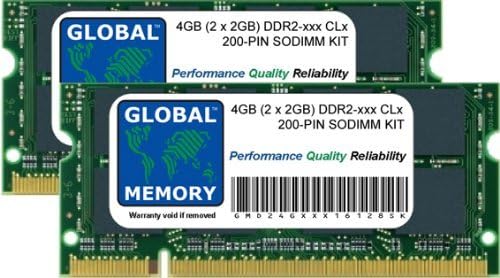 Global Memory 4GB (2x2GB) DDR2 SODIMM RAM 533/667/800MHz Laptop Memory Kit
