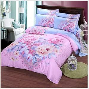 HDBUJ Funda Nórdica Y Funda De Almohada Rosa con Estampado Floral