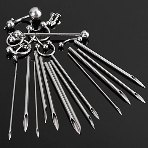 LuckyFine Disposable Sterile 2Pcs Pliers 3Pcs Forceps Needles Body Piercing Supplies Tools Kit Set