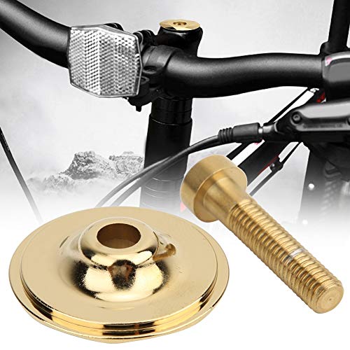 Keen so Bicycle Headset Cap & Screw, 2 Colors Light Bicycle Aluminum Headset Top Cap Titanizing Cover Bicycle Modification Accessories(Gold)