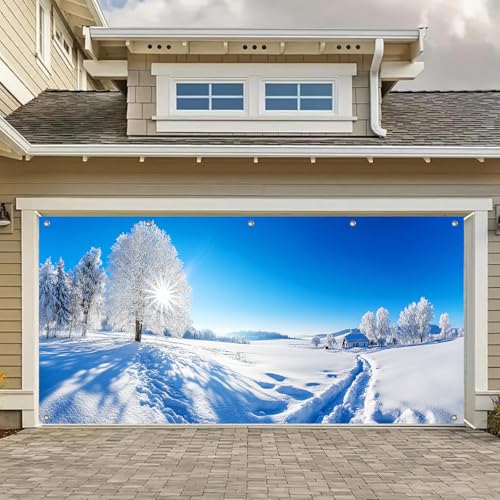 HOMETITUTE Winter Snow Garage Door Cover Banner 13x6ft Polyester at Amazon