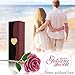 GRECEDAY Love Forever Long Stem Gold Foil Trim Red Rose Flower with Transparent Stand, Best Gift for Valentines Day, Mothers Day, Anniversary, Birthday Gift, Treating Yourself, Galentine's Day (Pink)