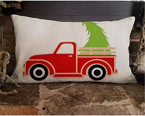 Alicia Haines Christmas Truck Antique Truck with Tree Vintage Classic Truck Hristmas Throw Pillow Covers,Cases,Decor For Couch,Chair,Sofa,Assorted Designs 13x21 inches