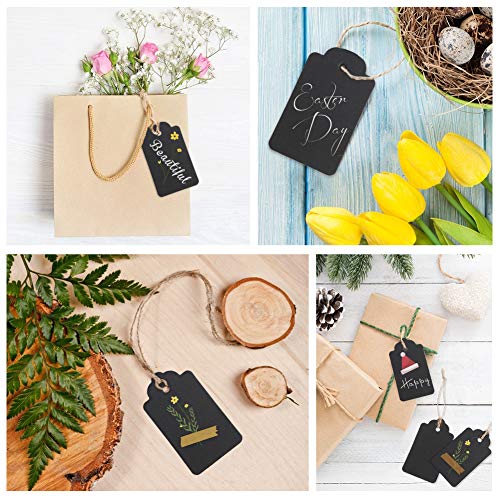 HAKACC Kraftpapier Anhänger, 200 STK. Geschenkanhänger Etiketten Kraftpapier Anhänger mit Schnur Wunschkarten für Hochzeit Weihnachten