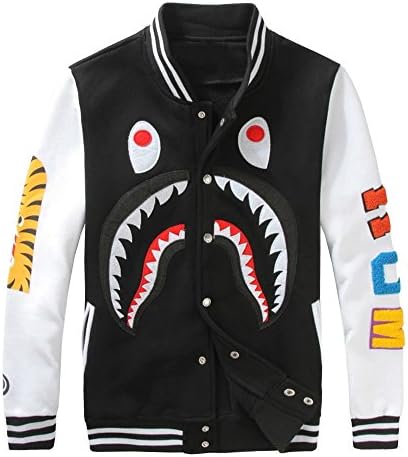 APE TEES Men's Sharks Head Casual Baseball Sweatshirts Jackets