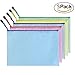 Zipper Envelope Pouch, Pack of 5, 5 Colors Water-Resistant PVC Zippered File Bags for Women, Men Organizer Bill, Pen, Memo, Cosmetics, Travel Accessories (A3 16.9