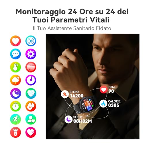 iSo Tech AMOLED Smart Watch for Men and Women with Blood Pressure and ECG, 1.56 Inches Smart Health Watch with Air Pump and Airbag, 24/7 Heart Rate Monitor Sleep SpO₂ Temperature HRV and Stress