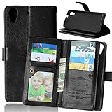 HTC Desire 626s Case, KAMII [Kickstand Feature] Magnetic Flap Closure Anti-scratch Shockproof, Luxury Premium PU Leather Case Flip Cover with ID Credit Card / Cash Slots for HTC Desire 626 (! Black)