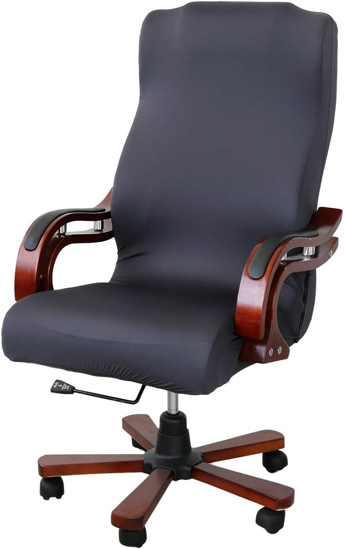 Stretchable Removable Resilient Chair Covers Computer Swivel Chair Cover Universal Armchair Cover Slipcover for Office Rotating Chair Dinning Chair Modern Simplism Style (No Chairs) (Dark Gray)