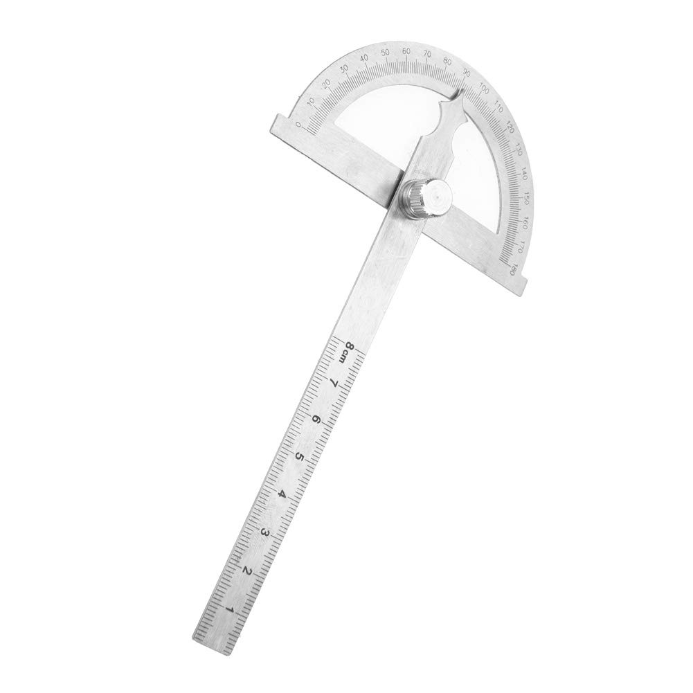 JTLB 0-180 Degree Stainless Steel Protractor Goniometer Angle Finder Gauge 15cm Ruler (80 * 120mm)