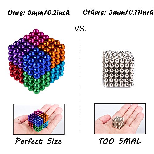 Attom Tech Magnetic Cube 216pcs Rolytoy Magnets Blocks Magnetic Sculpture Holders Square Cube Children's Puzzle Magic Cubes DIY Educational Toys for Kids (Colorful)