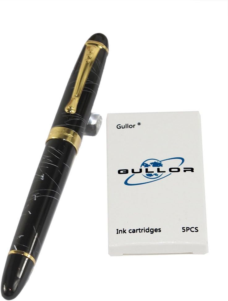 Jinhao 450 Normal Nib Fountain Pen White line with 5 Color Gullor Ink Cartridges - Image 3