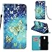 Voanice for Galaxy J3 2018 Case / J3 Achieve/Orbit/Express Prime 3 / Amp Prime 3/ Sol 3/ Star PU Leather Wallet with Card Slots Holder and Stand Flip Protective Cover &Stylus-Blue Butterfly