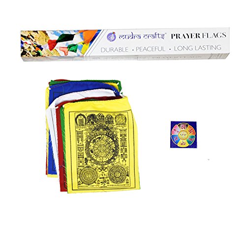 Mudra Crafts Tibetan Buddhist Indoor Outdoor Cotton Affirmation Windhorse Prayer Flags (Bhavacakra Wheel of Life)