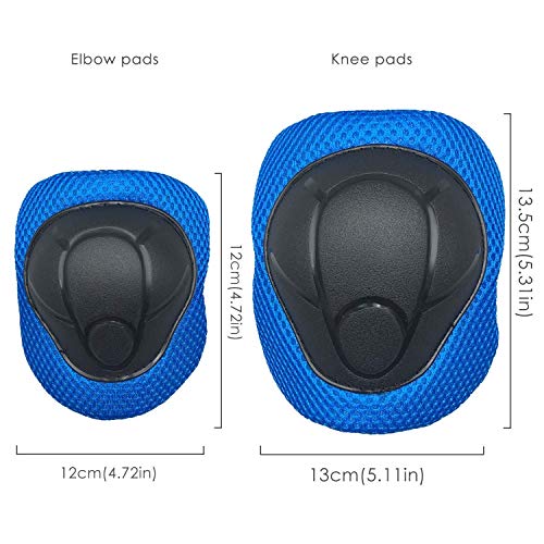 Kids/Youth Knee Pad Elbow Pads Guards Wrist Guards Protective Gear Set for Rollerblade Roller Skates Cycling BMX Bike Skateboard gs Scooter Riding Sports,Toddler for Multi-Sports Outdoor(Age3-7) Blue