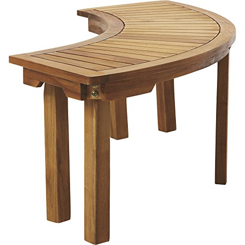 Curved Acacia Wood Backless Bench — Natural