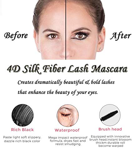 4d Silk Fiber Lash Mascara,Fiber Mascara,Waterproof Lengthening Mascara,Natural Thick Thickening,Long Lasting Charming Eye Makeup,Black - Thumbnail 5