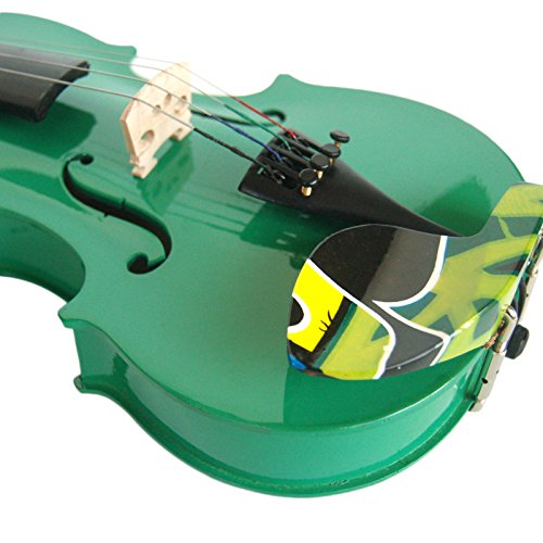 Kinglos Full Size 4/4 Green Colored Solid Wood Violin Kit Student Fiddle for Beginners Children Kids with Case, Shoulder Rest, Bow, Rosin, Bridge and Strings