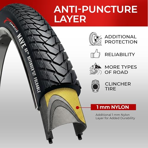 Fincci Gravel Copertoni Bici 700x35c - Set di Pneumatici Pieghevoli 28" con Protezione Antiforatura 1 mm e 2 Camere d'aria 37-622 - Gomme per Montagne & Elettrica Bici, City Bike Uomo & Donna