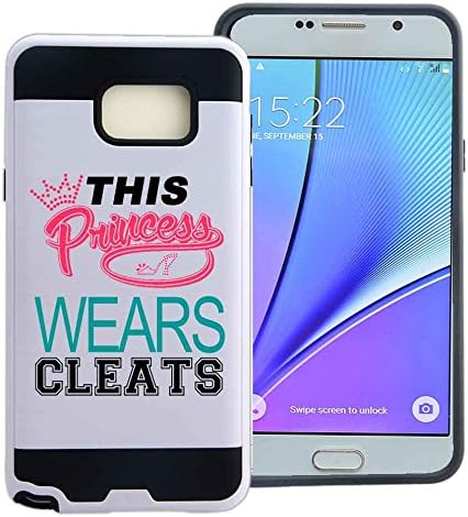 Galaxy Note 5 Case Cover Princess Wears Cleats Softball Soccer by NPCase Hybrid Protective Unique Design Combo Case With Armor Defender Protection Dust Shock Proof Fits Samsung Galaxy Note 5 SM N9200